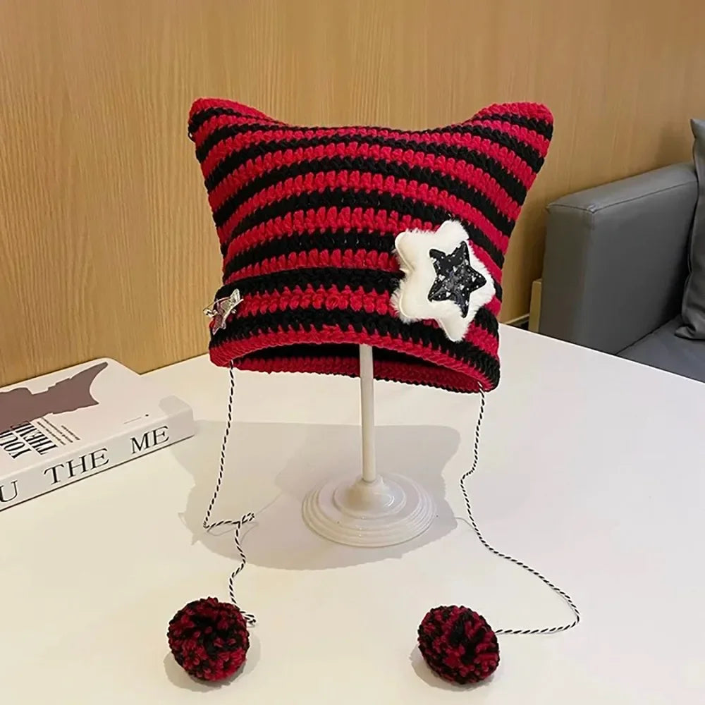 Kawaii Knitted Cat Ear Beanie Hat