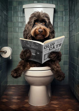 Dog Reading Newspaper Poster