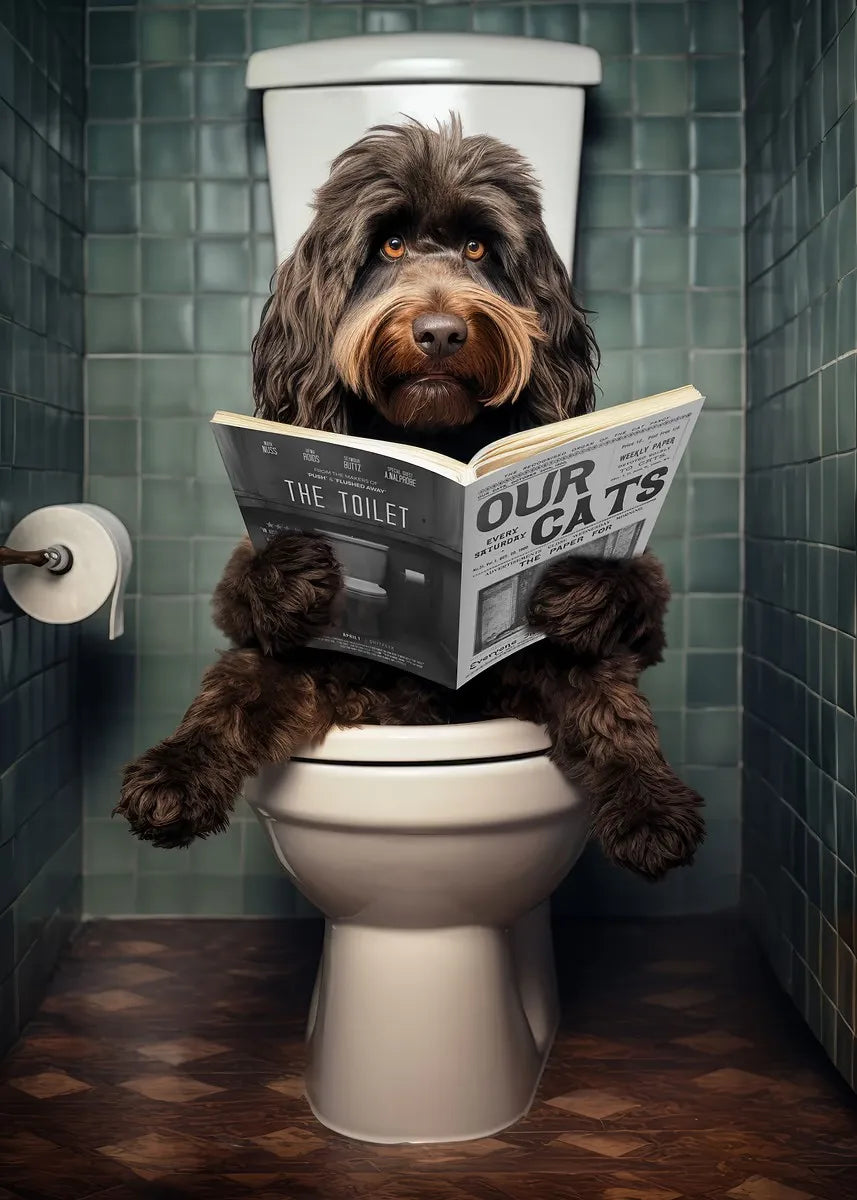Dog Reading Newspaper Poster