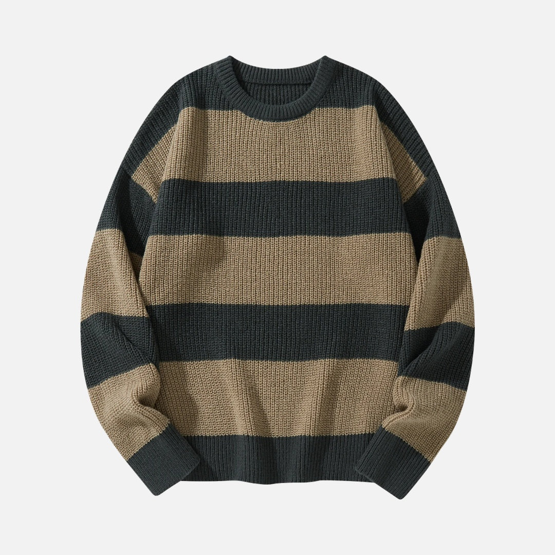 Stripped Loose O-neck Sweater
