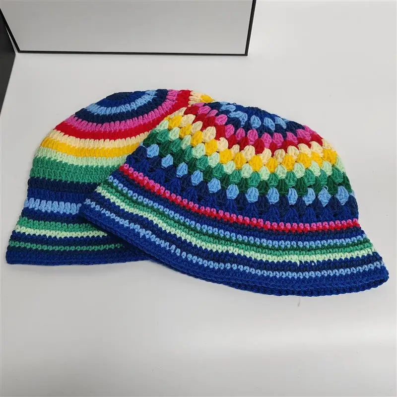 Crochet Striped Contrast Fisherman Hat