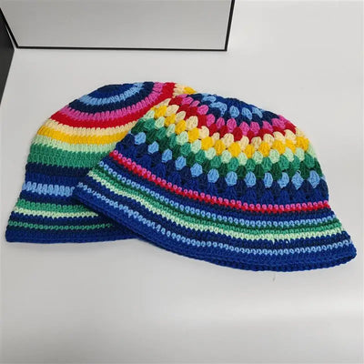 Crochet Striped Contrast Fisherman Hat