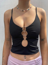 Baddie O-Ring Plunge Neck Top