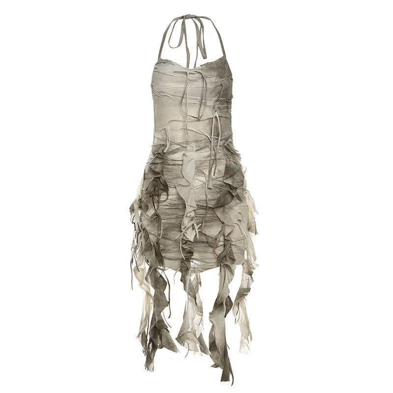 Y2k Dark Academia Chiffon Halter Top