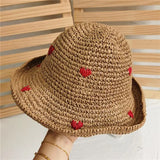 Red Love Crochet Handmade Straw Hat