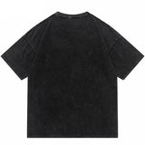 Washed Illusion Letter Printed Cotton T-Shirt