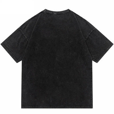 Washed Illusion Letter Printed Cotton T-Shirt