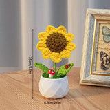 Crochet Knitted Potted Flowers Homemade