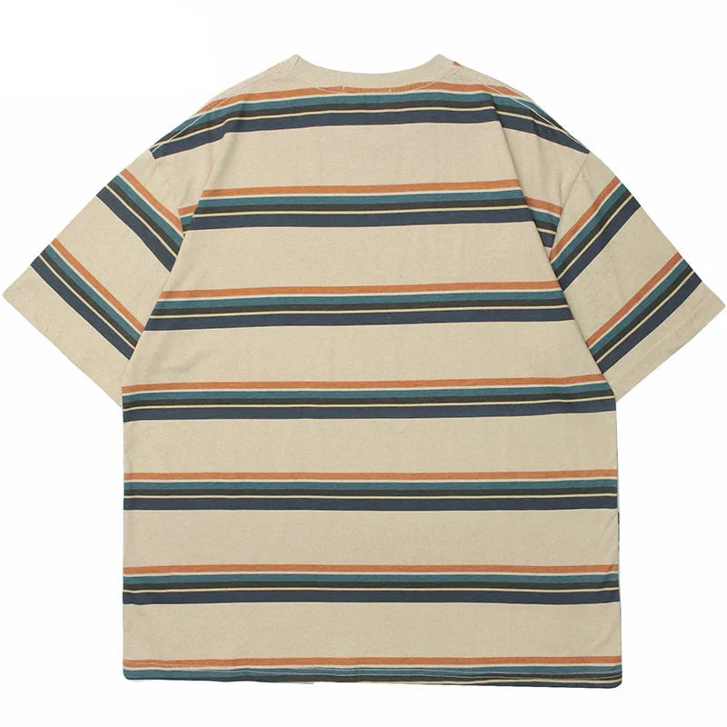 Striped Print Cotton T-Shirt