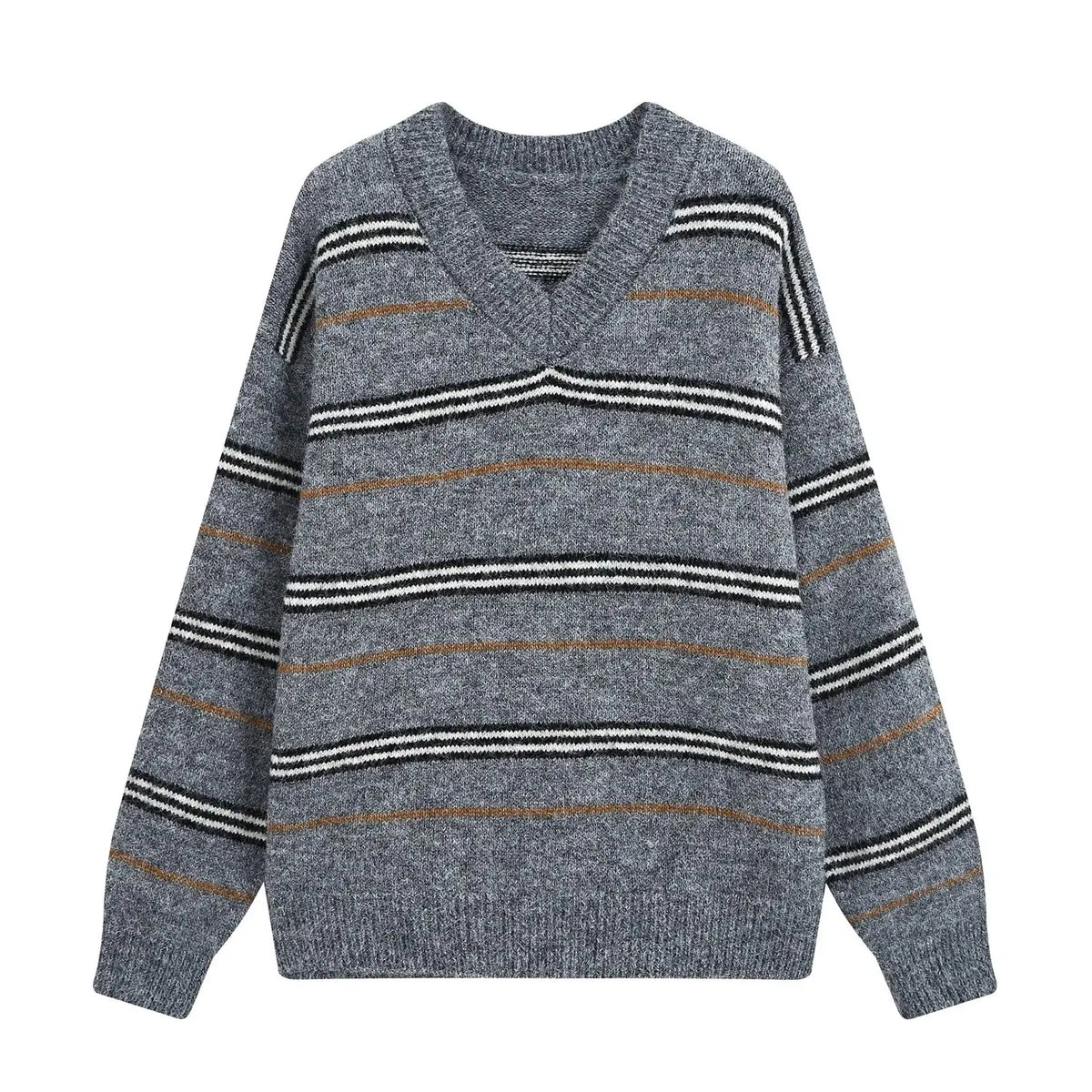V-neck Stripped Sweater