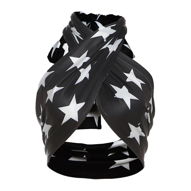 Y2K Star Black Halter Top