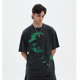 Graphic Face Washed Black T-Shirt