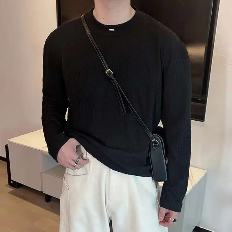 Casual Korean Style Round Collar Men's T-Shirt