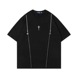 Camiseta de cuello redondo con retales metálicos