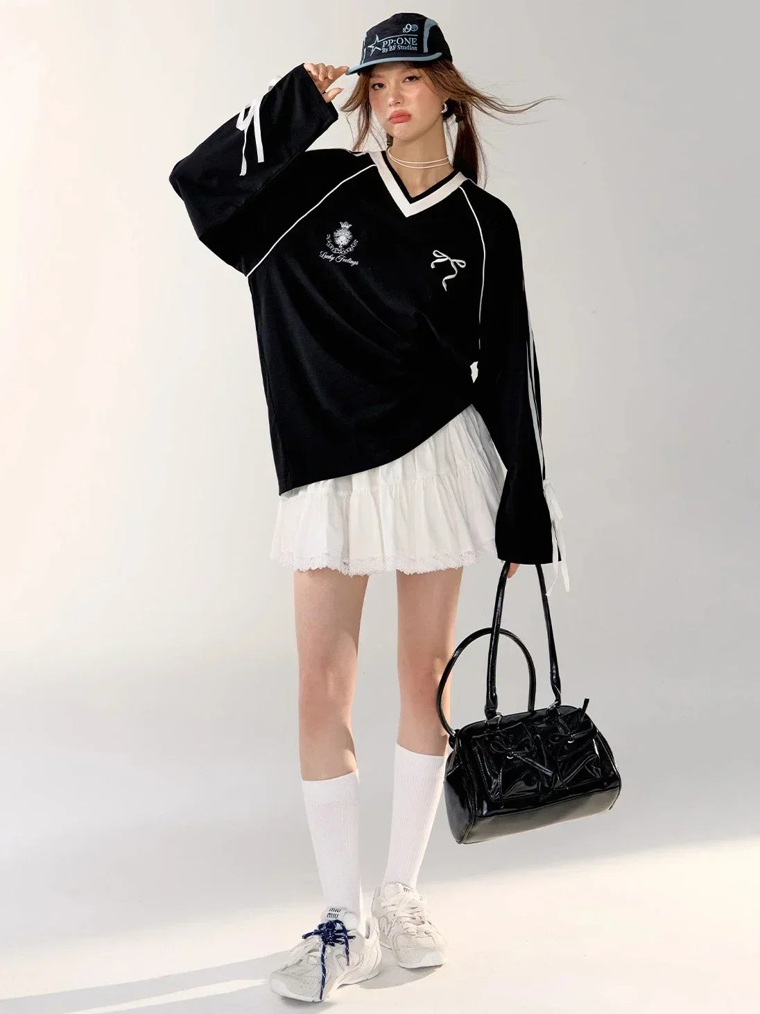 Oversized V-Neck Graphic Sweatshirts