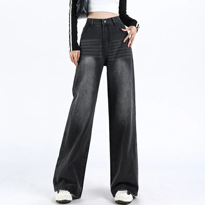 Vintage High Waist Thicken Wide Jeans