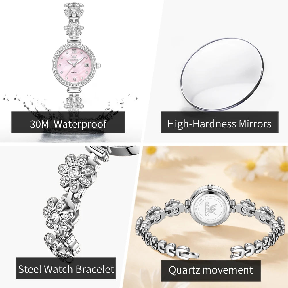 Diamond Rotation Floral Braceet Watch