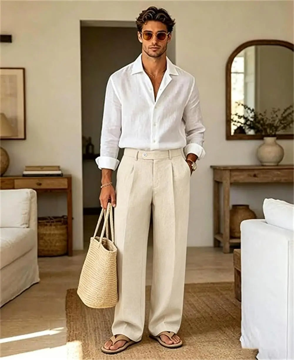 Linen Casual Dress Pants Old Money