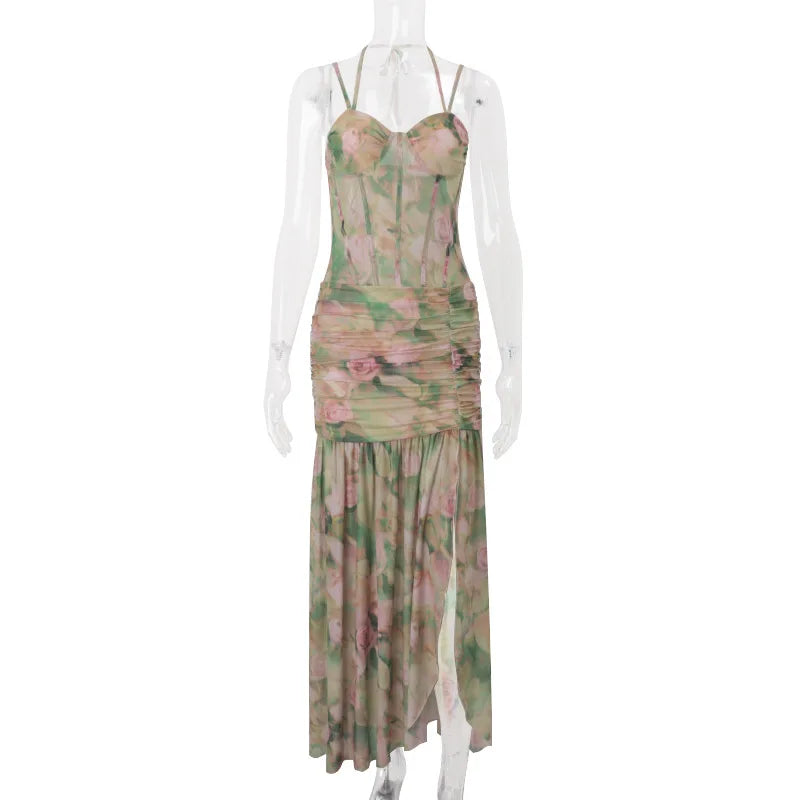 Floral Ruched Maxi Dress