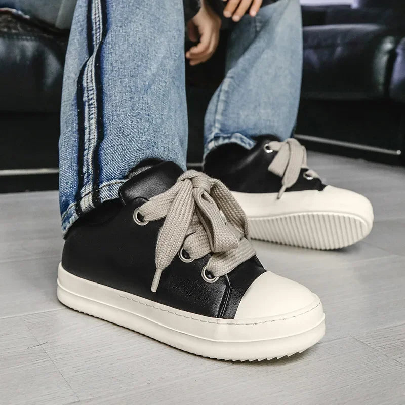 Casual Black Leather Sneakers