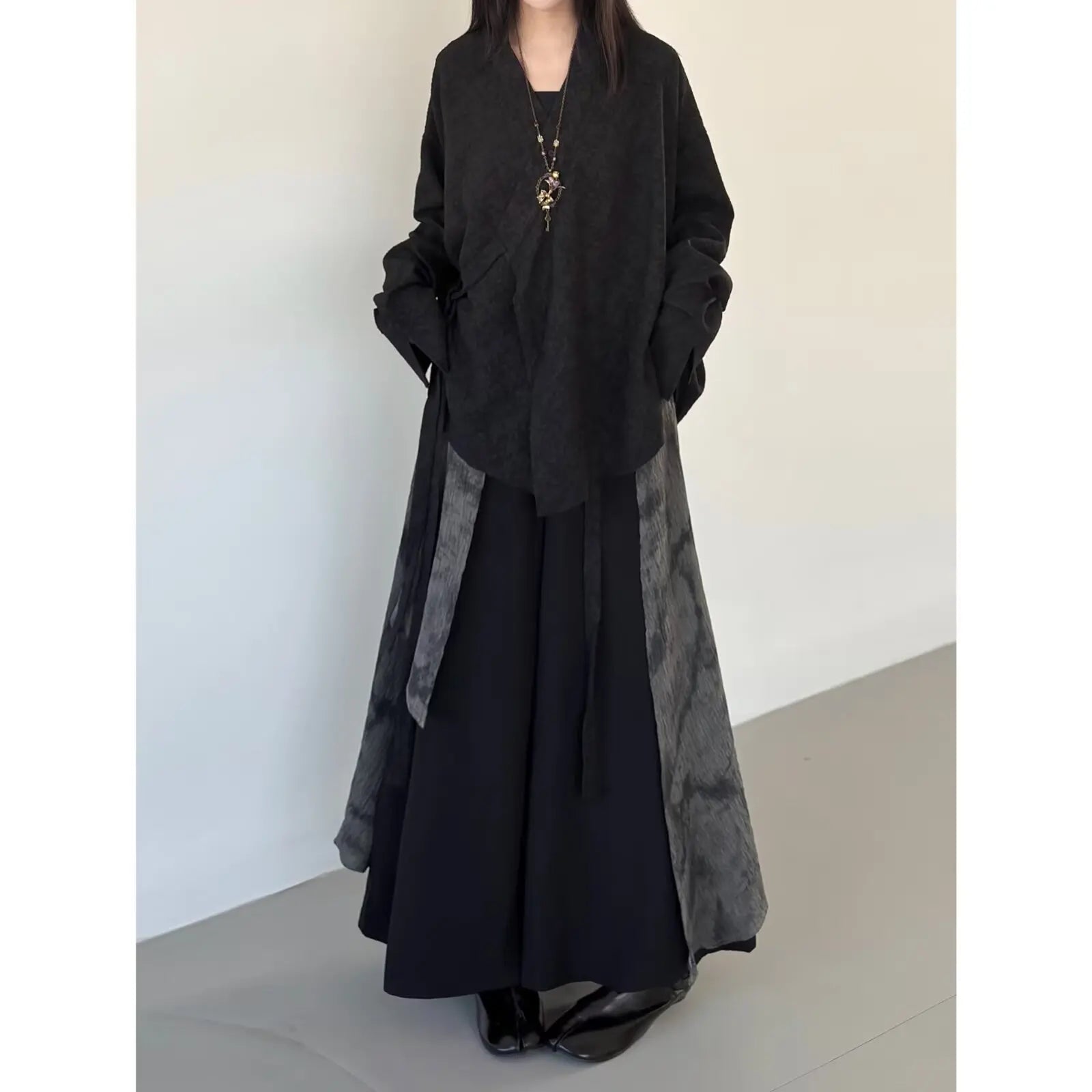 Grunge Black Kimono Blouse