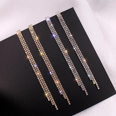 Vintage Strass Lange Glänzende Baumelohrringe