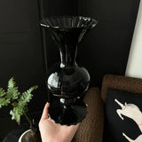 Medieval Black Nitrate Glass Vintage Vase