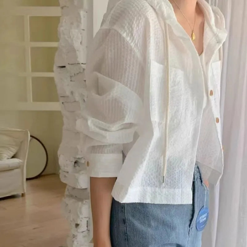 Women Shirt Sunshade Long Sleeve Old Money