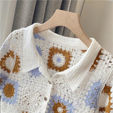 Crochet Top Knitted Crop Handmade Cardigan