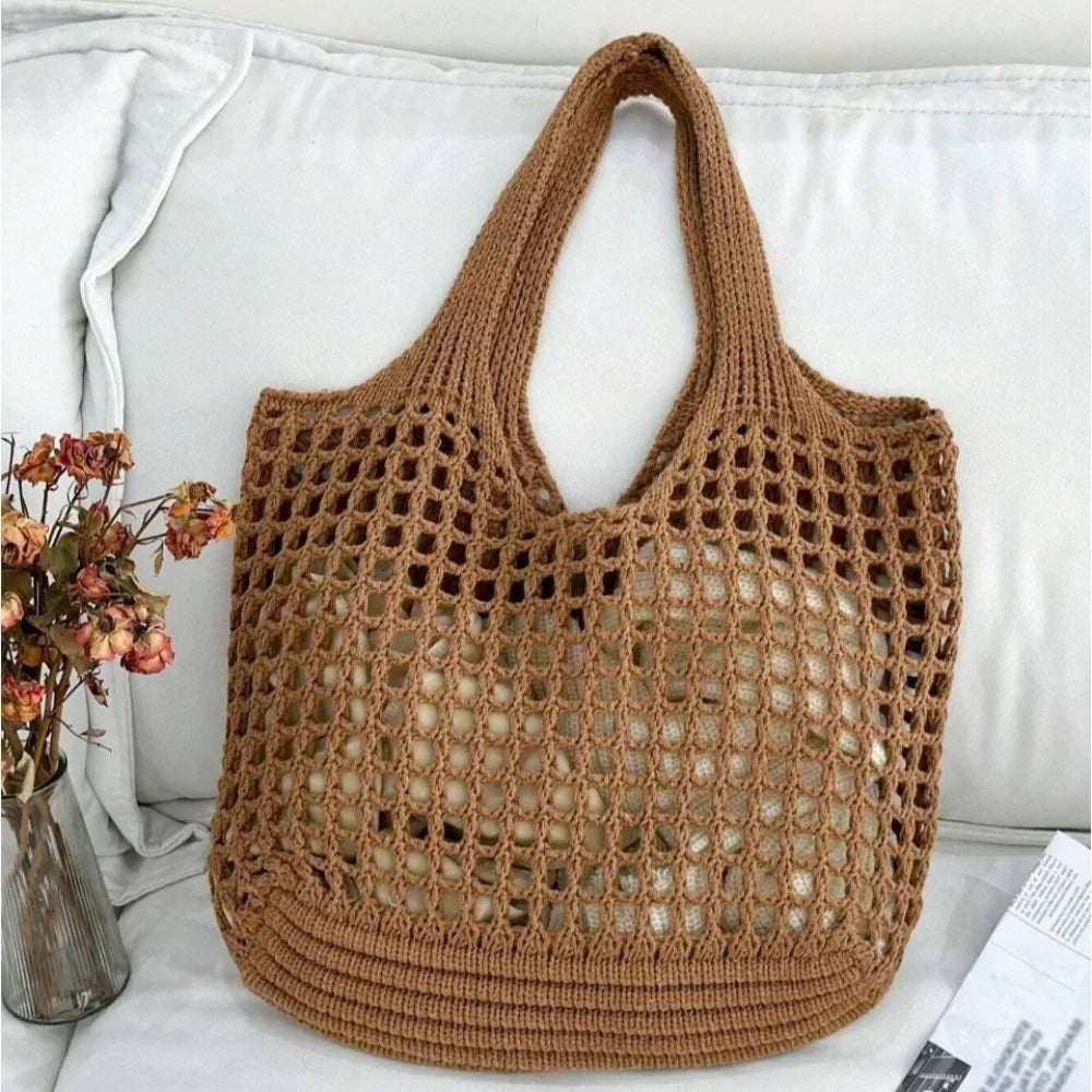 Hollow Out Woven Knitted Shoulder Bag