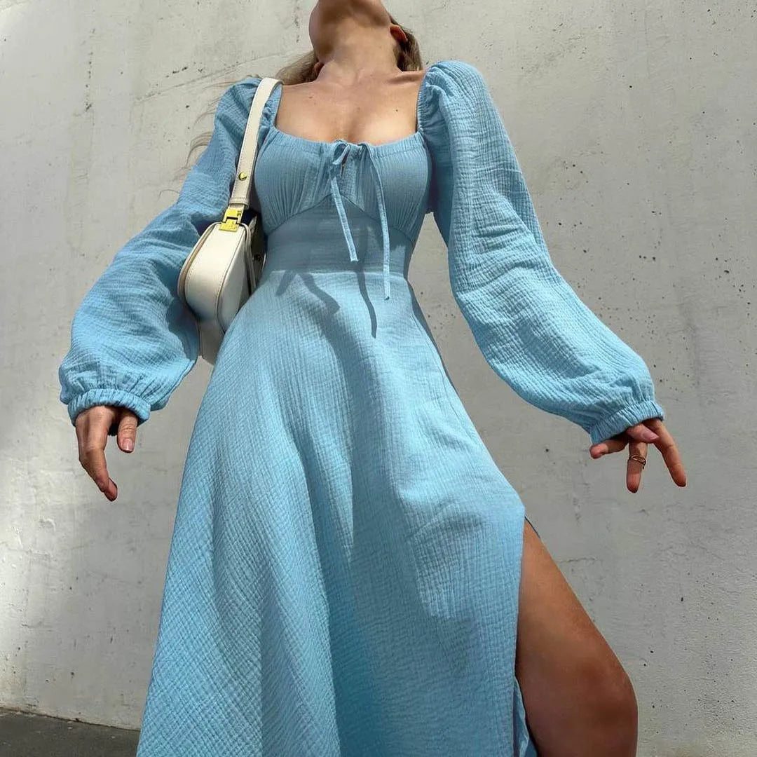 Coquette Long-Sleeve Midi Slit Dress