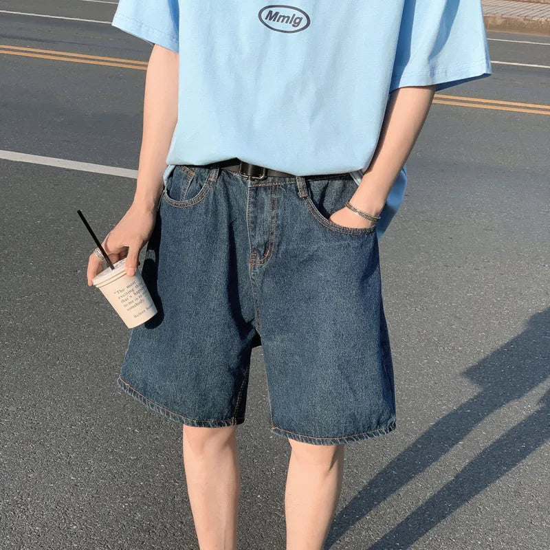 Casual Straight Blue Denim Short