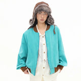 Bright Green Spliced Brown Varsity Jacket