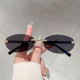 Luxury Oval Frame Metal Sunglasses