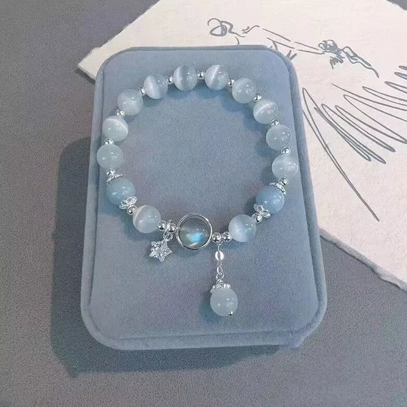 Vintage Mondstein Kristall Blau Armband