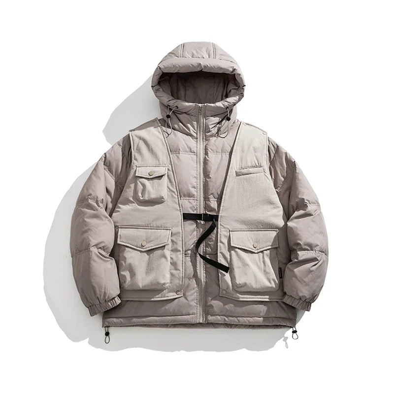 White Duck Down Winter Hooded Puffer Jacket