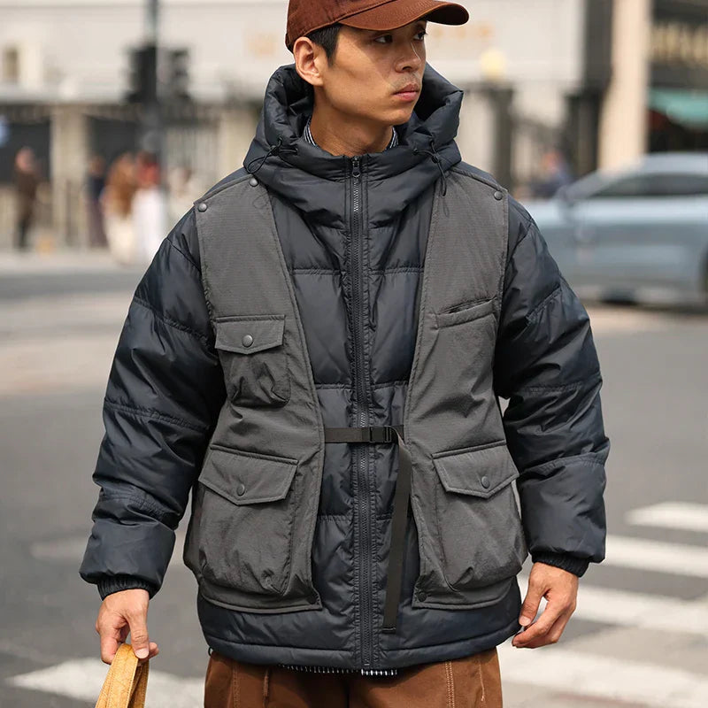 White Duck Down Winter Hooded Puffer Jacket