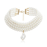 Round Pearls Beads Collar Necklace