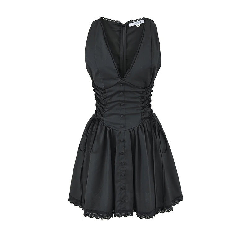 Women's V Neck Sleeveless Mini Dress