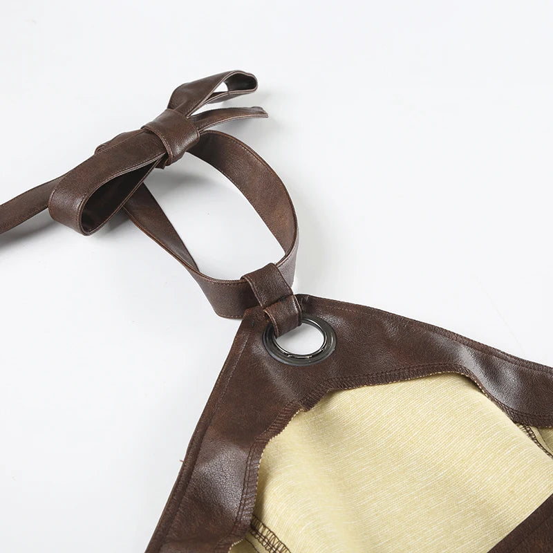 Redo Faux Leather Halter Top