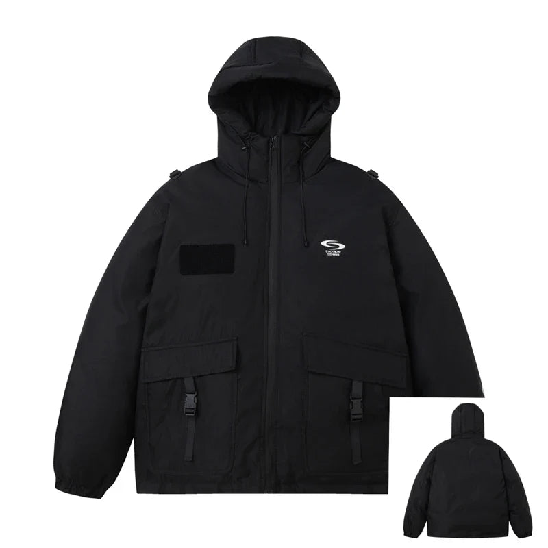 Front Pockets Hooded Pink Parka Jacket