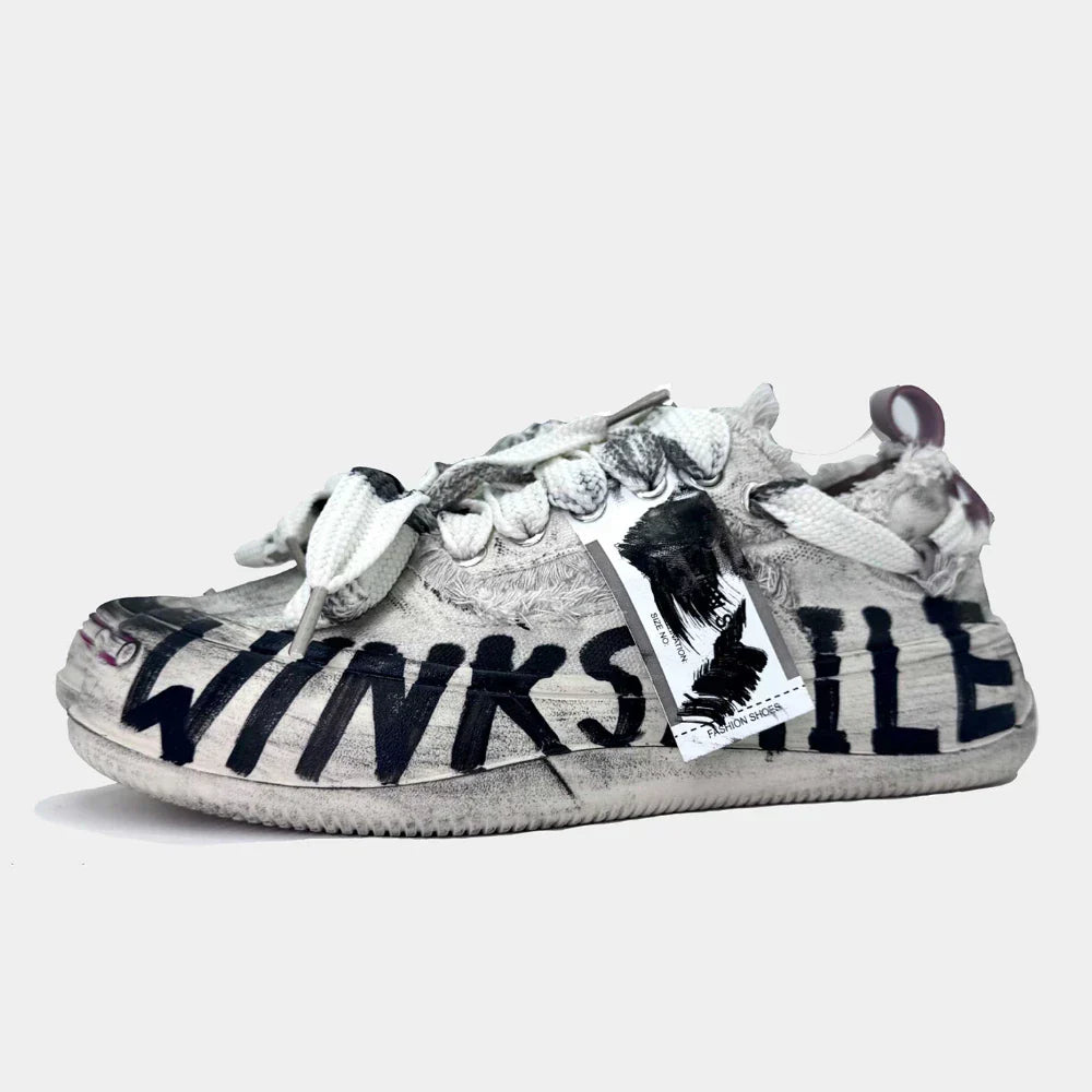 Retro Hand-Painted Graffiti Punk School Sneakers