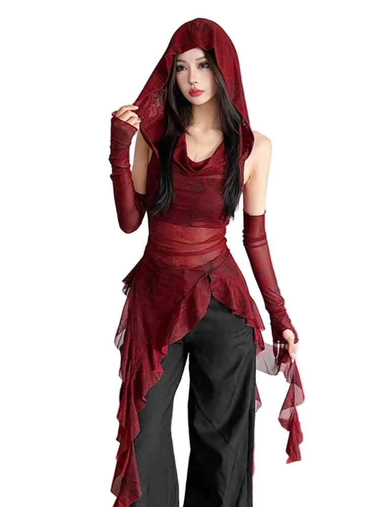 Vintage Grunge Red Hoodie