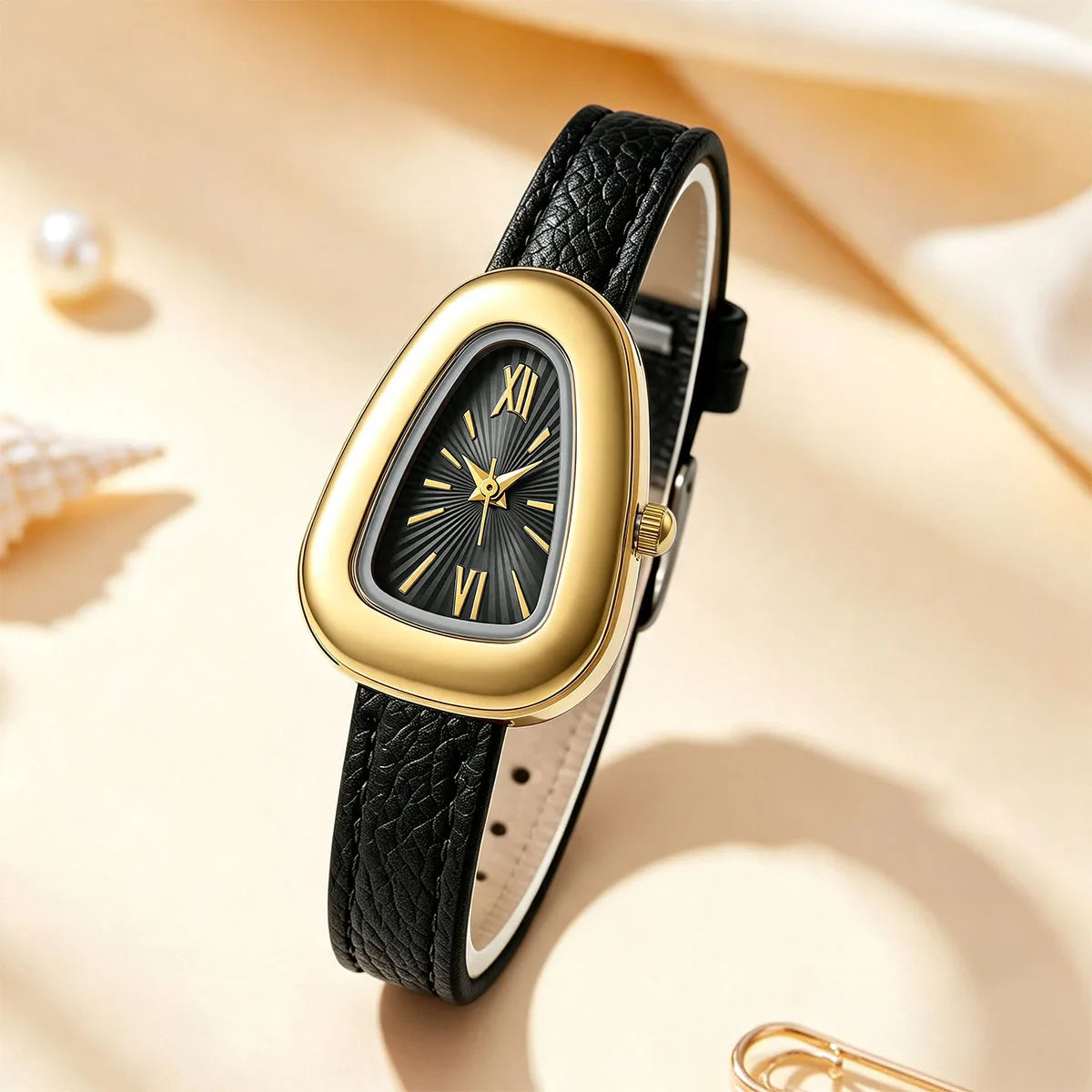 Snake Triangle Quartz leather Watches