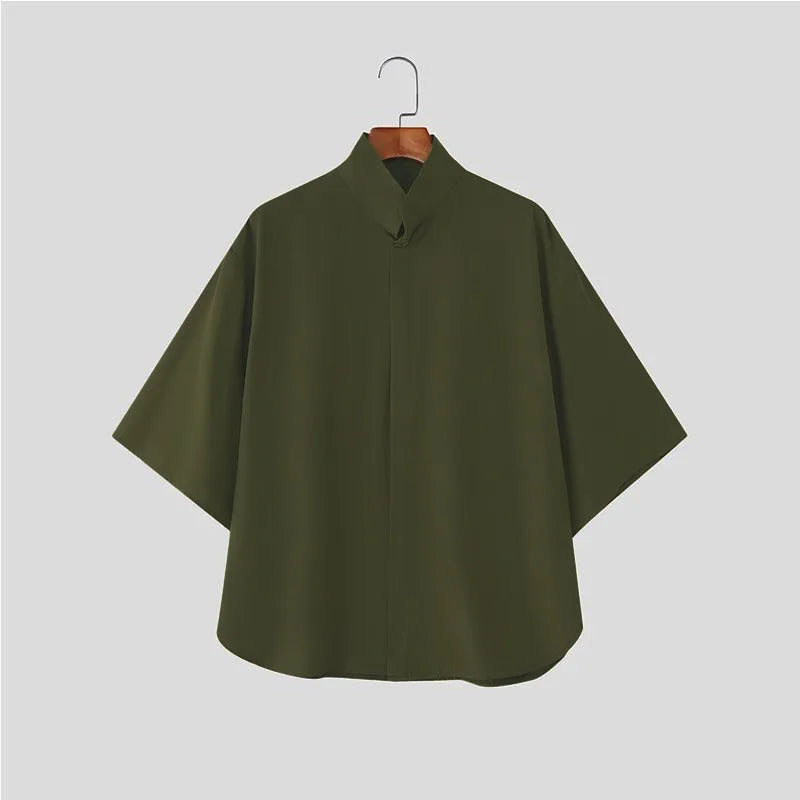 Korean Style High Collar Short Sleeve Shirt
