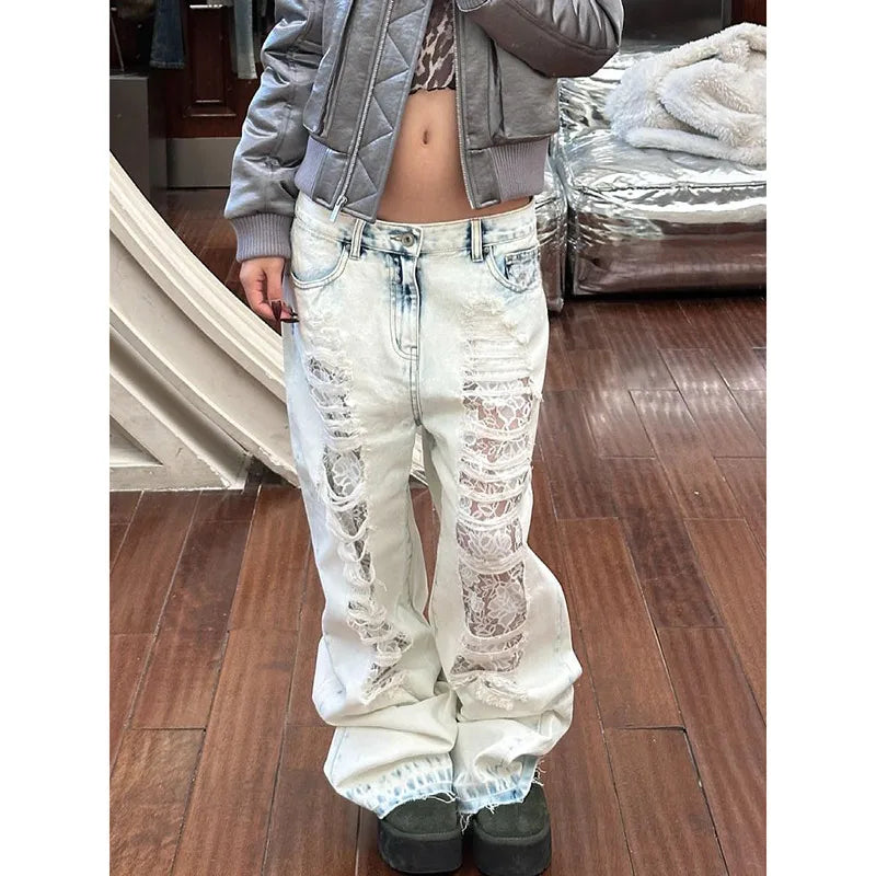 Vintage High Waist Ripped Y2K Jeans