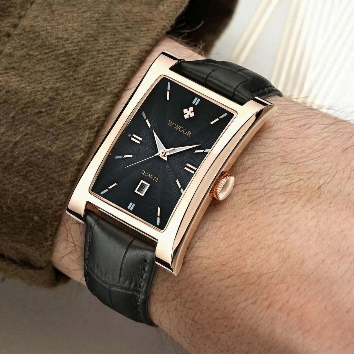 Vintage Luxury Square Men's Leather Watch