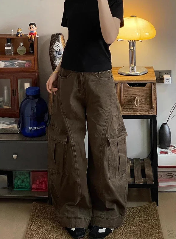Vintage Wide Leg Cargo Pants
