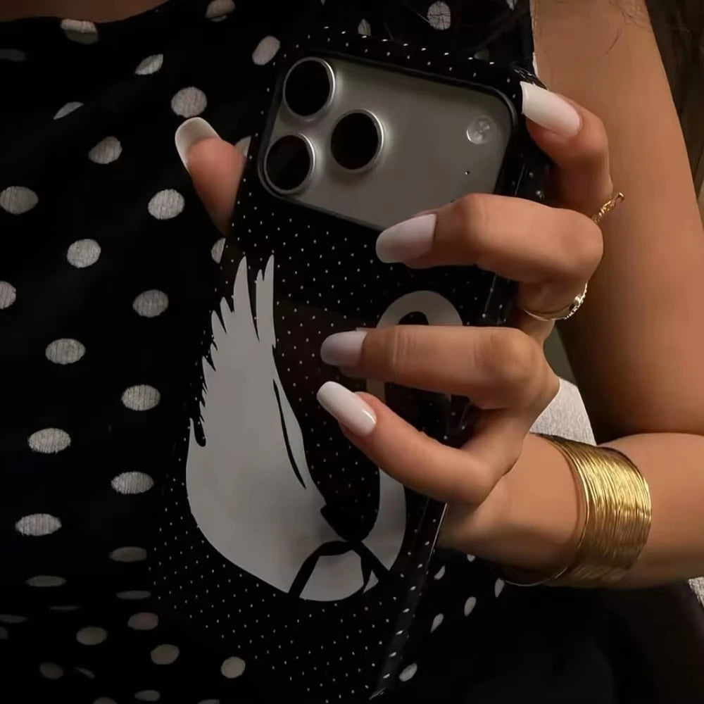 Black & White Swan Polka Dot iPhone Cases