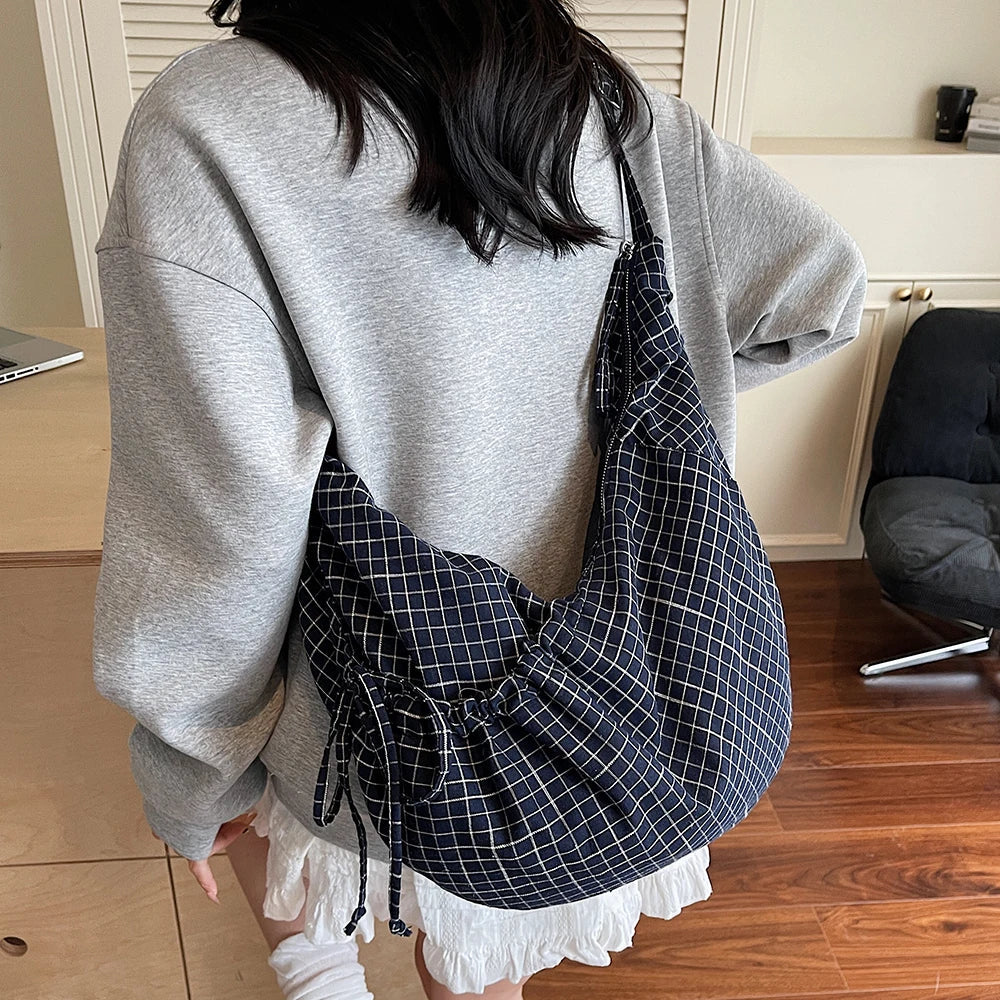 Korean Style Plaid Crossbody Bag